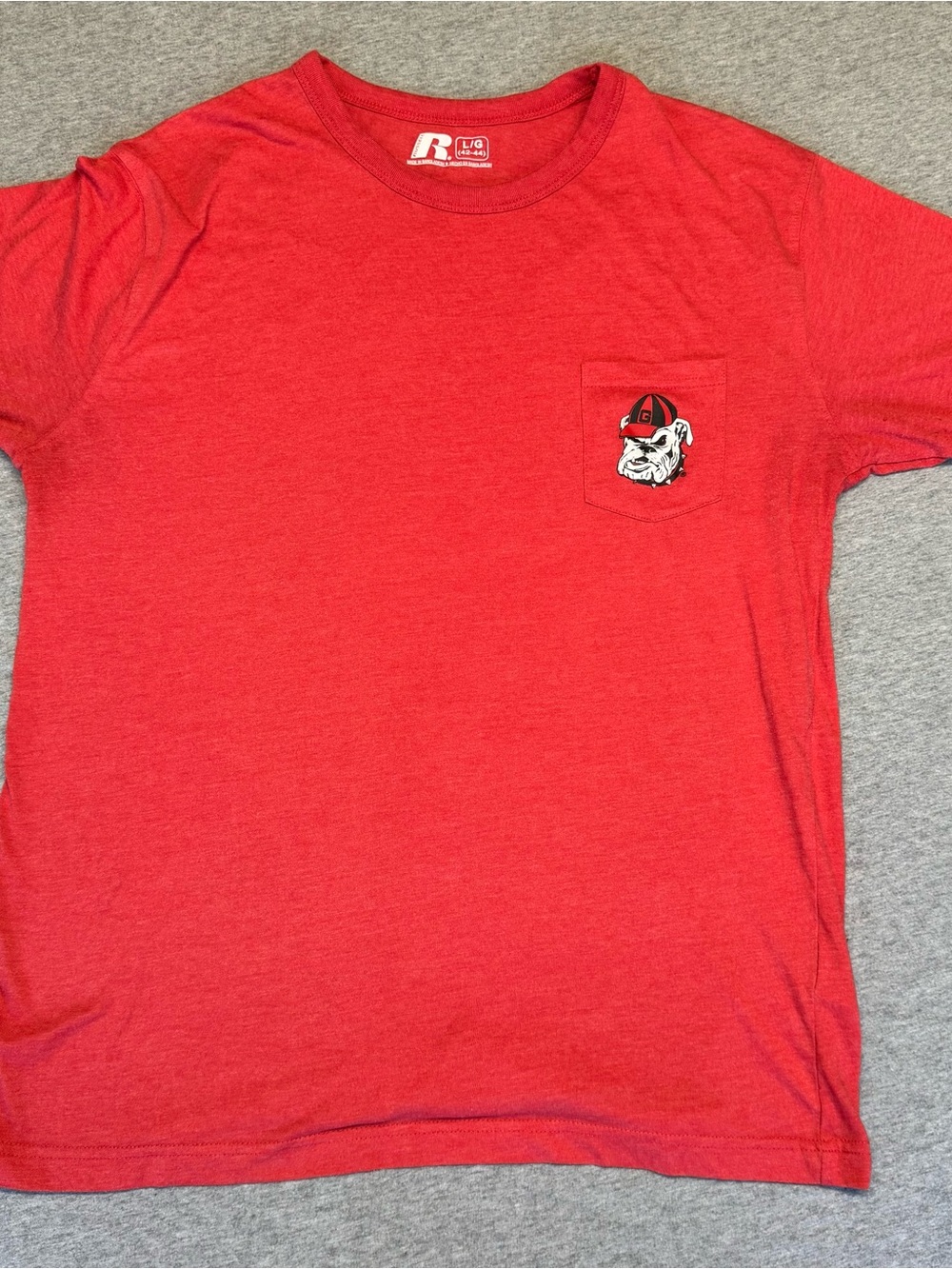 Russell Athletic Red Short Sleeve Pocket Tee with Mascot Patch